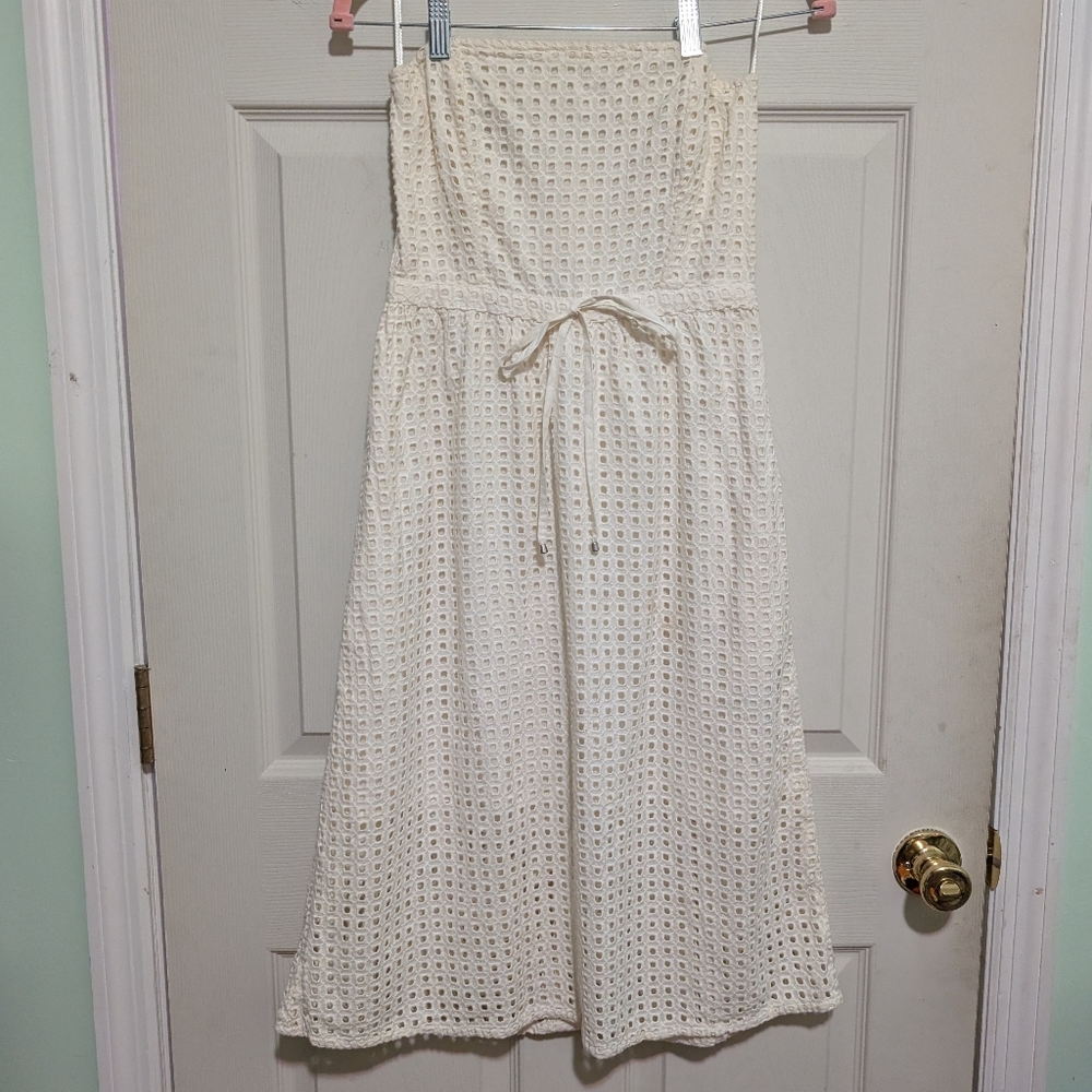 H&M Conscious Collection Eyelet Dress 36 4/6 Strapless Summer Organic Cotton